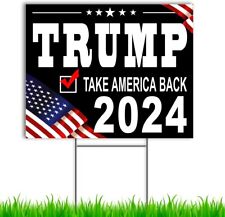 Trump 2024 Yard Sign with Stake, Donald Trump Yard Sign 16x12 Double Sided Print picture