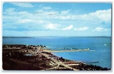 1954 Aerial View Hub Straits Region St. Ignace Mackinaw City Michigan Postcard picture