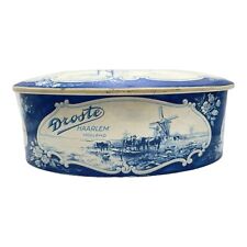 Vintage Droste Haarlem Holland Oval Metal Candy Tin Delft White And Blue Design picture
