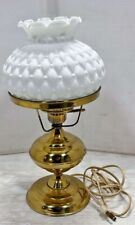 VINTAGE ALADDIN BRASS OIL LAMP WHITE FENTON? MILK GLASS GLOBE 1930’s Art Deco picture