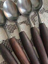 Vintage Mode Danish Japan Mid-Century Teak Wood Teaspoons Spoons + Bonus MCM Lot picture