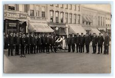 FIRE DEPARTMENT BRIGADE CREW MONROE WI WISCONSIN REAL PHOTO RPPC POSTCARD (GD10) picture
