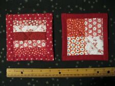 2 Vintage quilt coasters red white 5