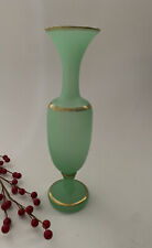 Antique French Opaline Green Glass Vase / Scent Bottle 9-1/4” Uranium Glow picture