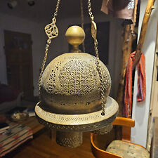 Vintage Pierced Brass Middle Eastern Hanging Lamp picture