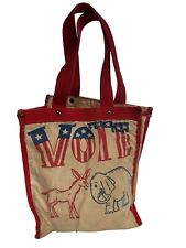 -970’s Cotton Canvas Tote Bag VOTE republican Democrat Donkey Elephant VTG Coll picture