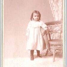 c1880s Lebanon, PA Adorable Little Girl Bowl Cut Bangs Cabinet Card Photo B14 picture