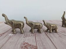 Lot Of 6 Vintage Brass Elephants Trunk Up 2-3 Inches 20.4 Ounces Total picture