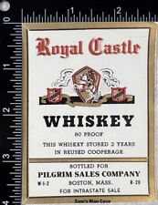 Royal Castle Whiskey Label - MASSACHUSETTS picture