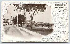 Rock Island Illinois~View Down Road~Bridge Across Mississippi River~1906 PMC picture