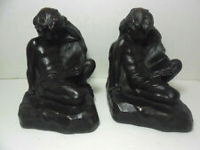 Pair of Bronze Clad Children / Cherubs Reading Bookends Signed S Morani 1914 picture