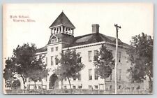 Warren Minnesota~High School~Braced Young Trees~c1910 B&W Postcard picture