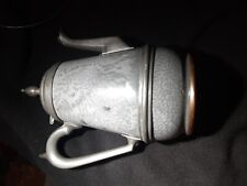 Antique Coffee Pot Granite Ware Pewter Copper Base Vintage Early 1900's picture