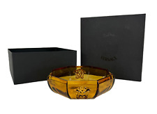 Versace Rosenthal NIB Stamped Auth Amber Lead Crystal Medusa Lumiere Bowl Dish picture