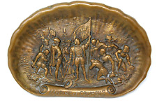 ANTIQUE SOLID BRASS LANDING OF COLUMBUS TRAY 1893 WORLD'S COLUMBIAN EXPOSITION picture