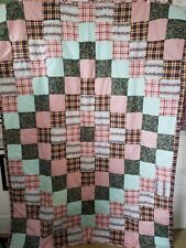 Vintage Upcycled Recycled Vintage Sheet Fabric Patchwork QUILT Machine Sewn BOHO picture