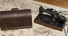 Antique 1952 Portable Electric Singer Sewing Machine In Wood Case picture