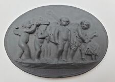 18th c. Possible Wedgwood Black Basalt Plaque Medallion Cherub/Putti Cameo Style picture