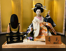 Vintage Japanese Gofun Doll Kimono Geisha Maiko Mirror Kanzashi H:15.3in picture