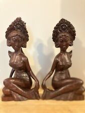 Vintage 14” BALI hand Carved Balinese Women Sculpture Bookends picture