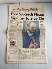 Philadelphia Evening Bulletin Newspaper 8/9/1974 - Ford Succeeds President Nixon picture