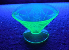 NEAT VINTAGE URANIUM GLASS GREEN DEPRESSION SHERBERT CUP picture