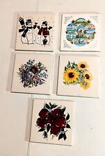 5 Retro Ceramic Flower Country Floral Trivet Tiles 6