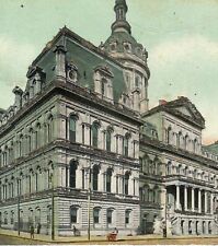 Vtg Glitter Postcard City Hall Building Street Corner View Baltimore Maryland MD picture