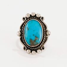 BELL TRADING POST STERLING SILVER BLUE TURQUOISE RAIN DROPS TENDRILS RING SIZE 6 picture