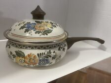 Vtg. ASTA 1960 enamel cookware Made in W. Germany Floral Pattern w Brass handle picture