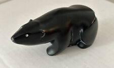 Vintage Boma Signed Hand Carved Inuit Black Polar Bear Soapstone 4.5 inch Figure picture