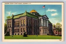 Lockport NY-New York, Niagara County Court House, Vintage c1946 Postcard picture
