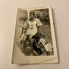 VINTAGE PHOTO AFRICAN AMERICAN WOMAN ON MOTORCYCLE  picture