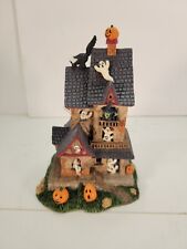 1996 Miniature Halloween Haunted House Figurine Ghost Jack O Lantern Witch Cat picture
