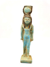Ancient Egyptian Hathor Multicolor Statue Unique Antique Vinatge Carved Stone picture