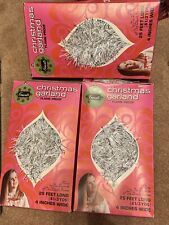 3 Vintage Tinsel Christmas Garland SILVER  FLAME PROOF picture