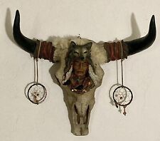 VTG Resin Cattle Skull W Native American Art picture