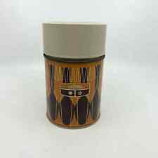 Vintage 1971 King-Seeley Thermos Orange/Brown Pattern, Camping Lunch Insulated picture
