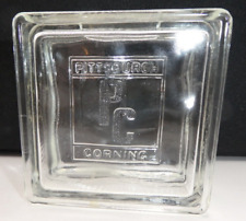 PC PITTSBURGH CORNING Clear Glass Block Bank Vintage Advertising 3x3x2 picture