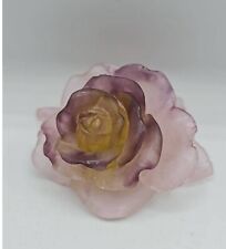 Daum of France pate de verre glass rose passion flower figurine picture