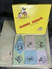 Vintage 1930’s Mickey Mouse Box of Hankies Walt Disney Lot Of 6 Days Of Week picture