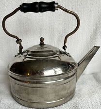 Antique 1898 Rome Metal Ware Large Nickel Plated Copper Kettle New York USA picture