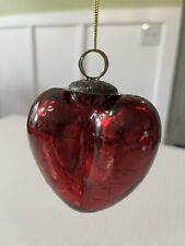 Red Crackle Ball Christmas Ornament 3” Vintage Heavy Glass picture