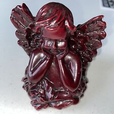 Vintage  Angel Figurine Rosewood  Cherub Hand-carved picture