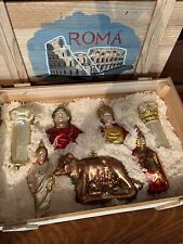 7 PIECE KURT ADLER ROMAN POLONAISE GLASS ORNAMENTS WITH WOODEN BOX FOR STORAGE picture