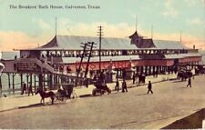 1913 THE BREAKERS' BATH HOUSE, GALVESTON, TX - U.S.S. S. Carolina postmark picture
