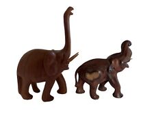 A Pair Hand Carved Wooden Elephant Statue Figure Animal picture