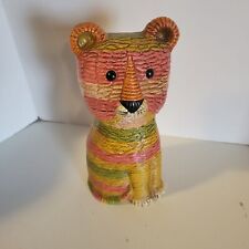 Vintage Wales Made in Japan Striped Multicolor Kitty Cat Bank picture