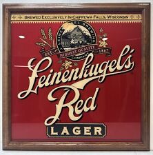 Vintage Leinenkugel's Red Lager Glass Foil Mirror 27 in X 27 Beer Sign For Bars picture