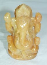 Natural Yellow Jade Ganesha 3360 Carat Elephant God Ganesh Statue Wisdom 024 picture